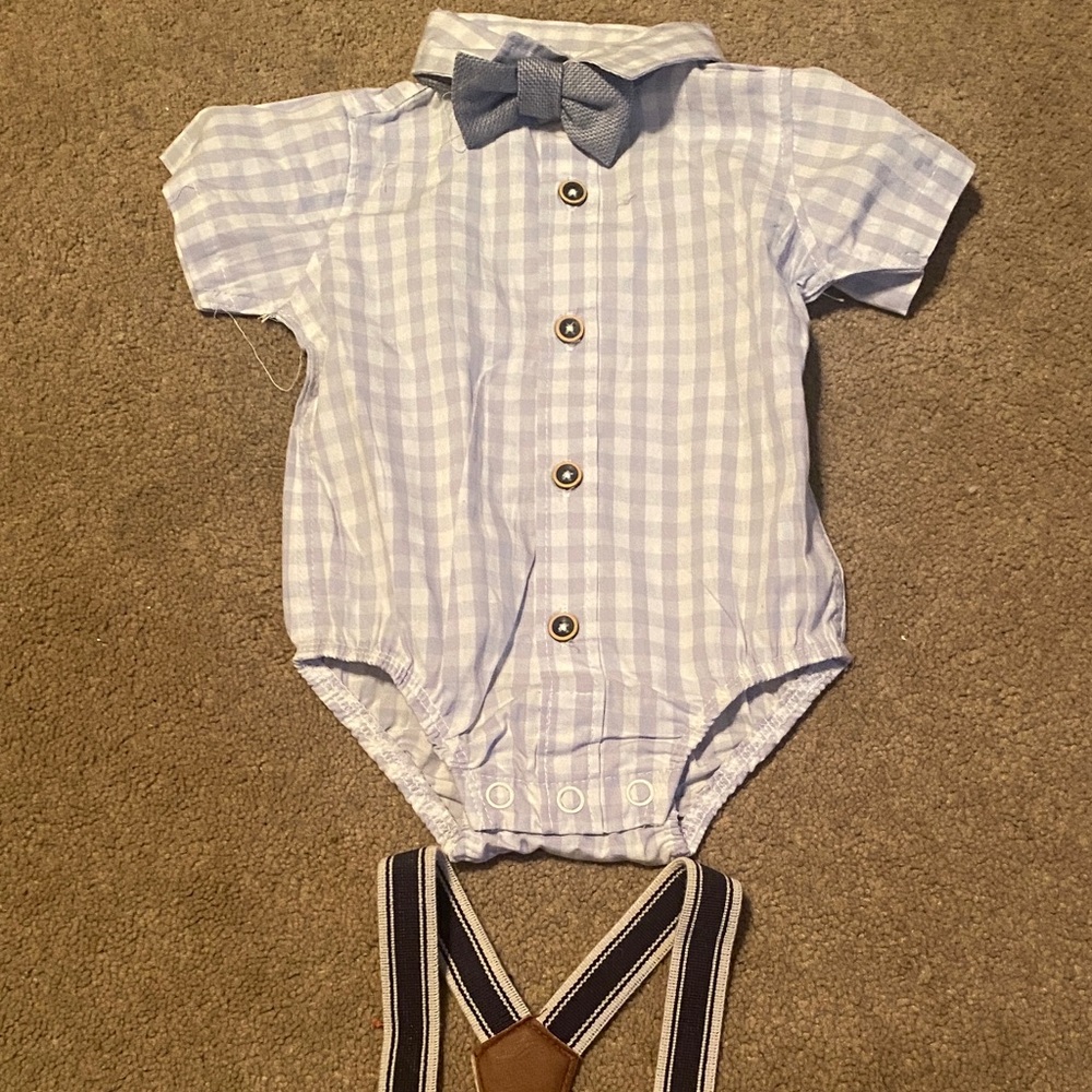 Blue Checkered Baby Boy 2 peice Outfit